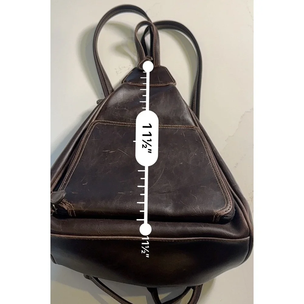 Villager Liz Claiborne Dark Brown Faux Leather Convertible Sling Backpack Y2K